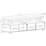 BOWERY HILL 75" W Transitional Wood TV Stand with Glass Doors, Ample Storage, Open Shelf, Cable Management System, Accommodates Most TVs 48"- 95", for Living Room, in Ravenwood Black Finish BOWERY HILL