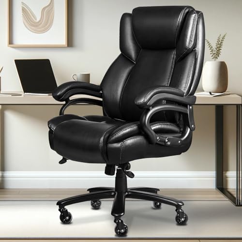 Indulgear 500lbs Big and Tall Office Chair, Heavy Duty Office Chair for Heavy People, High Back Executive Desk Chair with Adjustable Lumbar Support,Quiet Rubber Wheel,Pocket Spring Cushion Indulgear
