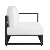 Modway Tahoe Aluminum Modular Right-Facing Outdoor Patio Loveseat in Gray White with Weather-Resistant Cushions, Couch for Garden Backyard, Poolside Modway