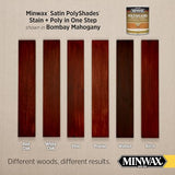 Minwax PolyShades Wood Stain + Polyurethane Finish – Quart, Bombay Mahogany, Satin Minwax
