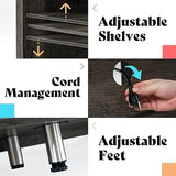 AMERLIFE Fireplace TV Stand, Wood Texture Entertainment Center with 23" Electric Fireplace, Farmhouse Entertainment Stand Media TV Console for TVs Up to 80", 70 inches, Rustic Grey AMERLIFE