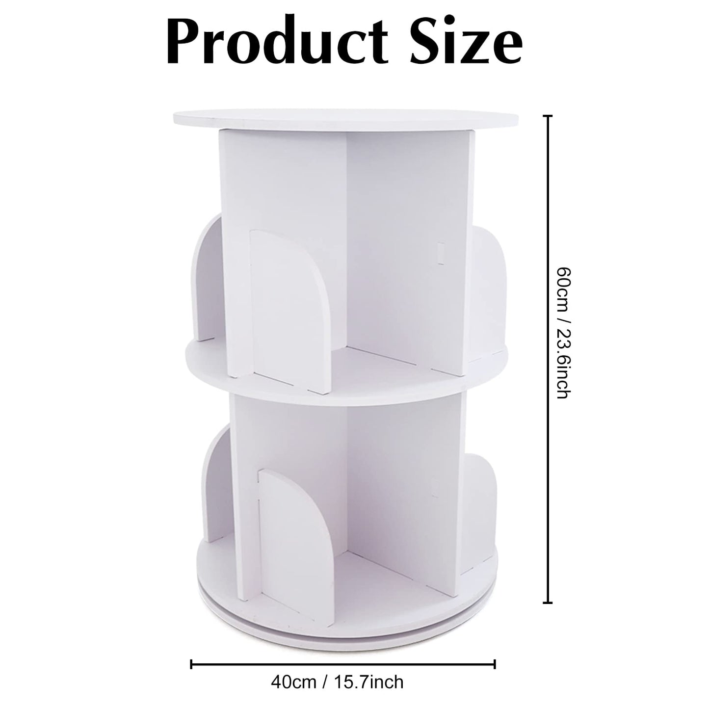 BJTDLLX 360° Rotating White Bookshelf, 2-Tier Freestanding Storage for Home & Office - WoodArtSupply