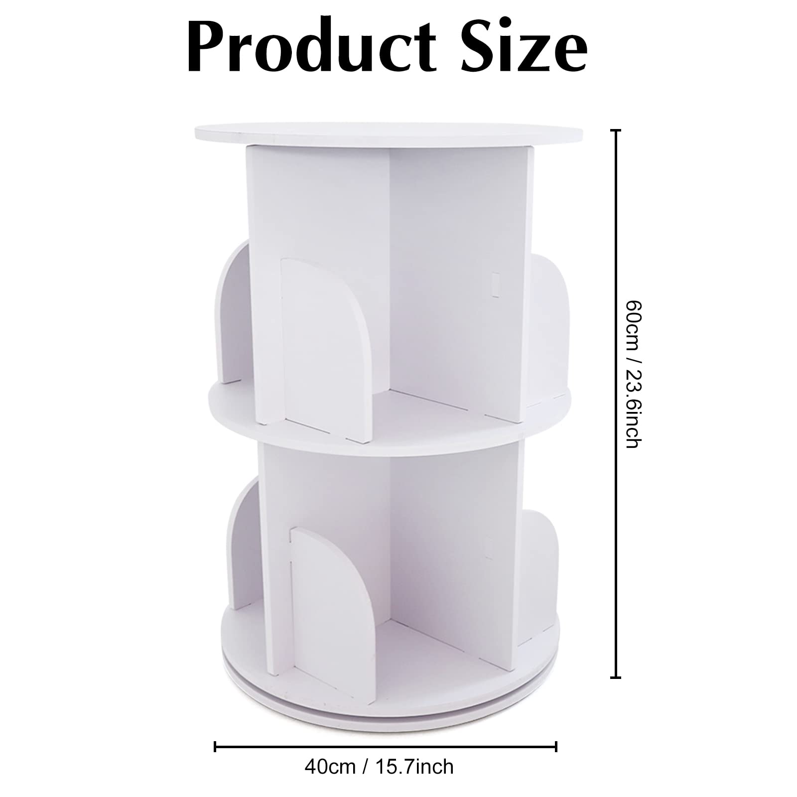 BJTDLLX 360° Rotating White Bookshelf, 2-Tier Freestanding Storage for Home & Office - WoodArtSupply