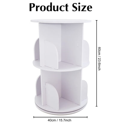 BJTDLLX 360° Rotating White Bookshelf, 2-Tier Freestanding Storage for Home & Office - WoodArtSupply