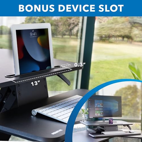 Mount-It! Standing Desk Converter, Compact 25" Sit Stand Desk Riser with Gas Spring Lift, Adjustable Height Desktop Riser for Laptop, Monitor, and Keyboard, Small Home Office Desk Converter Mount-It!