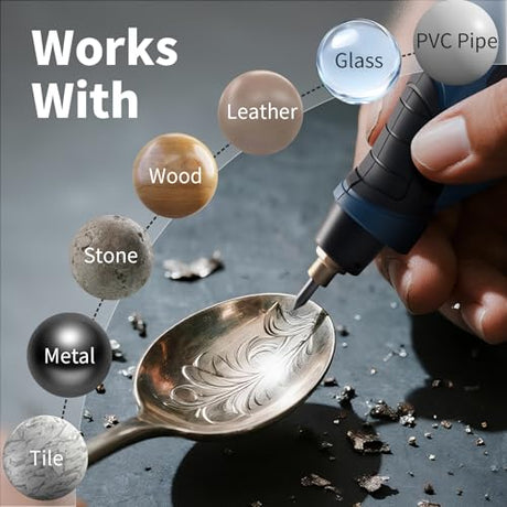 Engraver Pen, 25W 6 Speed Engraving Pen for Metal, Wood, Glass and Plastic, Handheld Engraving Etching Tool with Tungsten Carbide Steel Bit and Hex Key faxhool