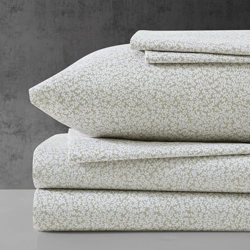 Kenneth Cole - Twin Sheet Set, Super Soft Wrinkle-Resistant Bedding with Bonus Pillowcases, Floral Home Decor, Oeko-Tex Certified (Chill Flowers Beige, Twin) Kenneth Cole