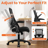 NEO Chair Office Desk Chair Computer High Back Mesh Gaming Seat with Ergonomic Adjustable Comfy Flip-up Armrests Lumbar Support Height for Home (Black) NEO CHAIR