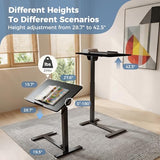 OLIXIS Mobile Standing Desk, Height-Adjustable Computer Cart with Pneumatic Lift, Portable Computer Workstation Cart for Bed, Couch, Office, Sofa, Black OLIXIS