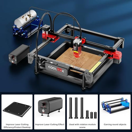 Coolook CK1-55 Laser Engraver, 5.5W Laser Engraving Machine, Laser Cutter for Wood, Metal, Aluminum, Glass, Leather, 500 mm/s Speed, 32-Bit Main Chip Control, 300x300mm Engraving Area Goeson