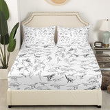 Feelyou Dinosaur Bed Sheets Set King Size 3D Digital Print Sheet Set for Kids Boys Girls Decor Jungle Dino Sheets with Deep Pocket Fitted Sheet Wild Animal Black and White Bedding Set Bedroom Feelyou
