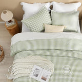 Andency Sage Gingham Comforter Set Full(79x90Inch), Green Checkered Grid Plaid Buffalo Bed Set for Girls Boys Kids Teens, 3 Pieces Lightweight Microfiber Geometric Preppy Bedding Andency