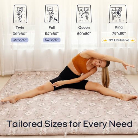 Syrinx Water Resistant Japanese Futon Mattress, Twin Size 75"x39", 2.5 Inch Thick Japanese Floor Mattress Tatami Mat, Foldable Floor Bed Sleeping Pad for Dormitory Guest Room Camping Syrinx