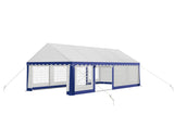 LUXOAK 13x26FT Large Outdoor Event Shelter, Wedding Party Tent with Sidewall Windows & 2 Side Doors, Heavy Duty Canopy Gazebo Tent for Garden Patio Carport/White with Blue Stripes LUXOAK