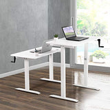 UNICOO Crank Adjustable Height Standing Desk, Adjustable Sit to Stand-up Home Office Desk, Computer Table, Portable Writing Desk (White Top/White Frame - NTCSET-01-WW) UNICOO