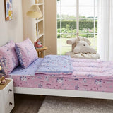 Anibedding 3Pcs Zip Up Bedding Comforter Set for Girls, Pink Castle All in One Zipper Twin Bedding Set with Pillowcase for Kids Anibedding