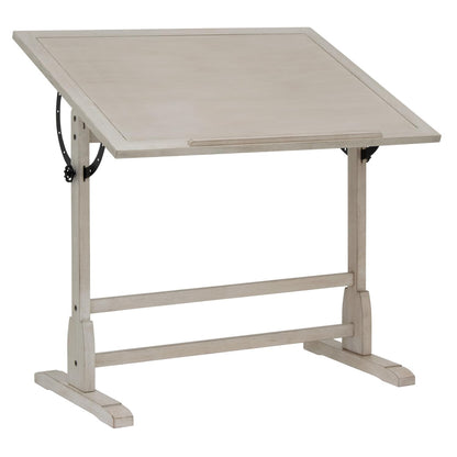 Studio Designs Wood Drawing/Drafting Table with Pencil Ledge - 42" W x 30" D - Whitewash - Tilting Top Adjustable Desk - WoodArtSupply