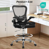 500LBS Ergonomic Drafting Chair Tall Office Chair for Counter Height or Standing Desk, Executive High Office Chairs with W-Shaped Thick Seat Cushion, Footrest Ring & Breathable Fabric, Black Sofetura