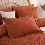 Sheet&Joy Twin Comforter Set with Sheets Burnt Orange - 5 Pieces Boho Tufted Shabby Chic Bed in a Bag, Fluffy Soft Farmhouse Bed Set for All Seasons Sheet&Joy