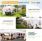 HOTEEL 10x20 Party Tent with 6 Removable Sidewalls for Parties, Weddings, BBQ, Waterproof Outdoor Event Canopy, Patio Camping Gazebo, Carpas para Fiestas, White Hoteel