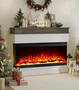 Maxhonor 3-Sided View Electric Fireplace Insert - Minimalist Mantel - 12 Color Flame Effect - 1500/750 Watt Heater - Remote Control - Log & Crystals(60",White) Maxhonor