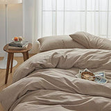 FACE TWO FACE Bedding Duvet Cover Set100% Washed Cotton Duvet Cover Linen Like Textured Breathable Durable Soft Comfy (Twin, Khaki) FACE TWO FACE