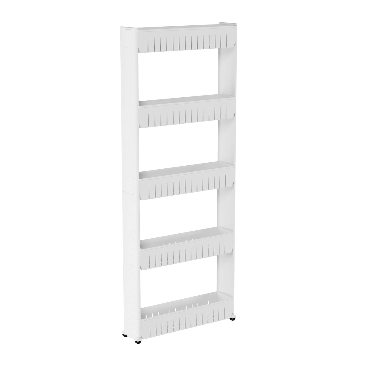 Slim Rolling Storage Cart - 5-Tier Utility Cart with Wheels for Bathroom, Kitchen, and Laundry Room - Bathroom Shelves by Lavish Home (White) Lavish Home