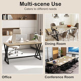 Tangkula 59" Computer Desk, Home Office Desk with Heavy-Duty Metal Frame & Crossbar, Executive PC Workstation, 5 FT Conference Room Table, Rectangular Meeting Table (Grey,1) Tangkula