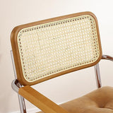 Art Leon Rattan Desk Chair - Faux Leather Upholstered Mid Century Office Chair, Vintage Swivel Accent Chair with Wood Legs, Brown Art Leon