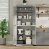IDEALHOUSE Pantry Cabinet,70" Tall Kitchen Pantry Cabinet with Doors and Adjustable Shelves, Freestanding Cupboard, Tall Storage Cabinet for Bathroom, Dining Room, Living Room (Gray) IDEALHOUSE
