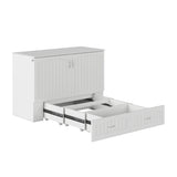 AFI, Southampton Murphy Bed Chest Full with 6" Mattress, Built-in USB Charger & Storage Drawer, White AFI
