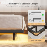 ONBRILL King Size Floating Bed Frame with USB Charging Station and Smart LED Lights, Heavy Duty Metal Platform Bed with Underbed Storage Space, Easy to Assemble, Noise-Free, No Box Spring Needed ONBRILL