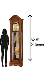 Howard Miller Morel Floor Clock II, Yorkshire Finish & Arched Bonnet Pediment with Cable Driven, Single-Chime Movement Arabic Numerals Grandfather Clocks Best for Bedroom & Living Room Howard Miller