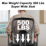 YFO Big and Tall Office Chair 500LBS - Computer Desk Chair with Adjustable Lumbar Support, Heavy Duty Ergonomic Mesh with 360 Rotation 4D Arm and Extra Wide Comfty Seat, Quiet Wheels for Adults YFO