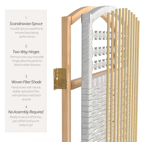 4 ft. Short Fiber Weave Folding Screen - White - 3 Panels Red Lantern