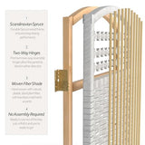 4 ft. Short Fiber Weave Folding Screen - White - 3 Panels Red Lantern