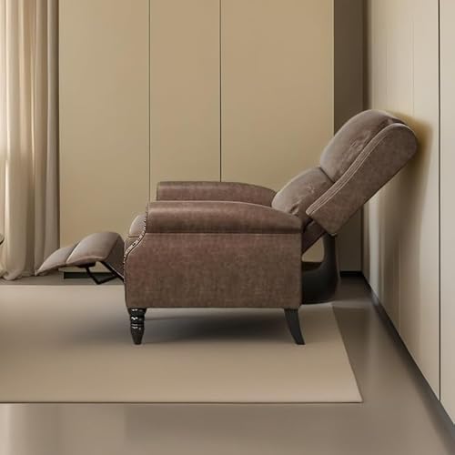 Trygoal Leather Recliner Chair, Pushback Recliner Chair with Adjustable Backrest Footrest, Mid Modern Reclining with Overstuffed Arms Lumbar Support for Reading, Living Room, Coffee Brown