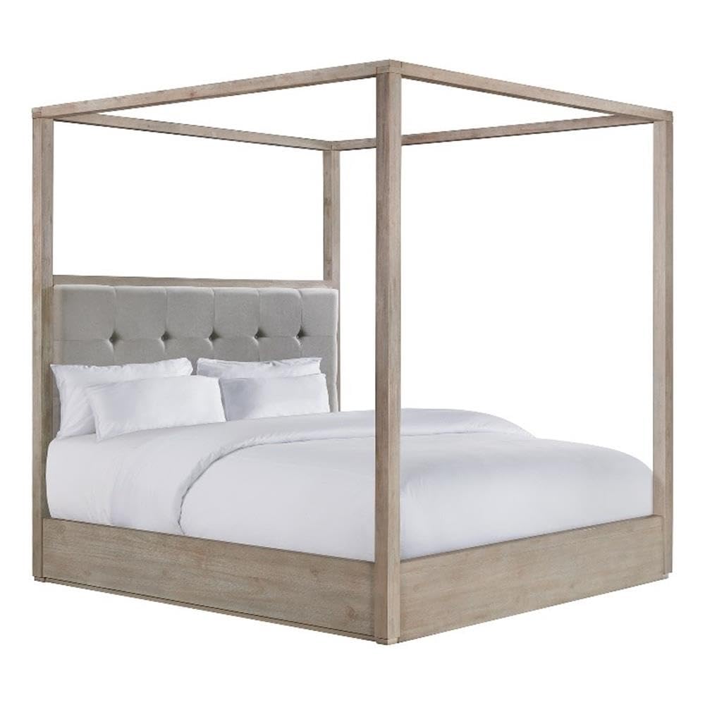 Pemberly Row Contemporary Wood King Canopy Bed in Gray Finish Pemberly Row