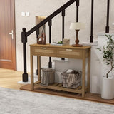FUQARHY Console Table with 2 Rattan Drawers Boho Entryway Table with Storage Shelf, Narrow Wood Small Console Tables for Entryway, Entry Table for Hallway, Living Room, Foyer FUQARHY