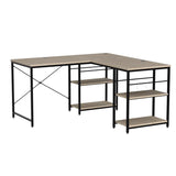 Bestier L Shaped Desk with Shelves 86.6 Inch Reversible Corner Computer Desk or 2 Person Long Table for Home Office Large Gaming Writing Storage Workstation P2 Board with 3 Cable Holes, Oak Bestier