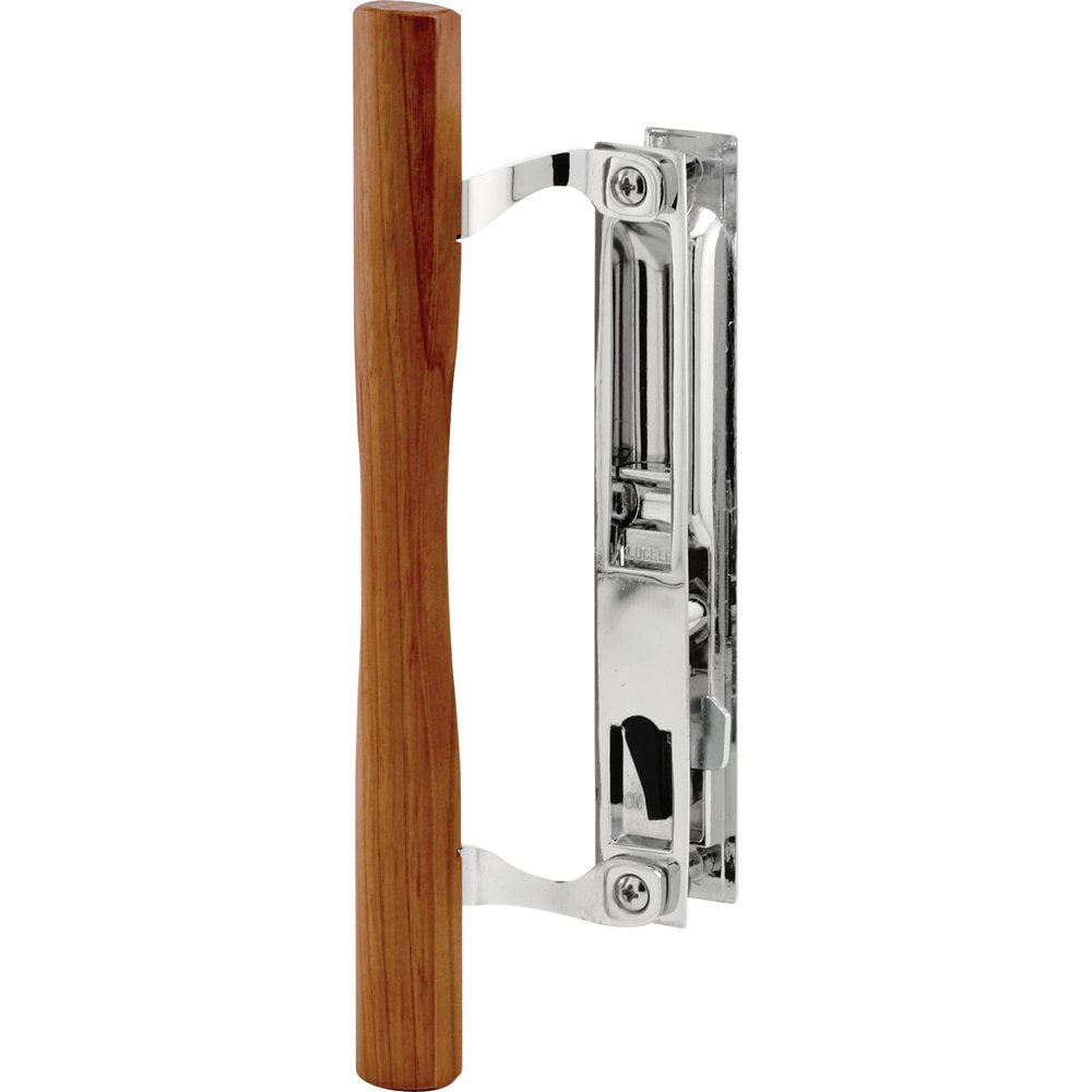 Prime-Line C 1148 Chrome Diecast Sliding Door Handle Set with Wood Pull, fits Acorn Doors (Single Pack) PRIME-LINE