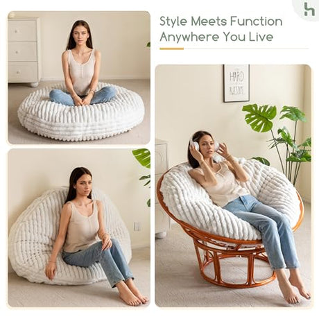 HIGOGOGO Papasan Chair Cushion with Thick Corduroy Cover (Without Chair), Supportive Cushion, Beige, 48 x 48 Inch HIGOGOGO