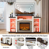 SAVOR LIFE Fireplace TV Stand for 80'' TV, 70" Electric Fireplace with Mantel, White Entertainment Center with Electric Fireplace & LED Lights, TV Console Fire Place TV Stands for Living Room SAVOR LIFE