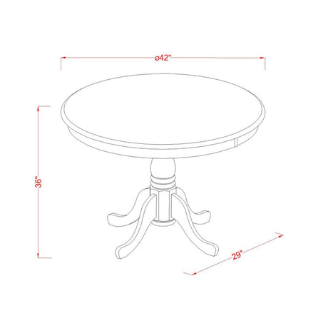 East West Furniture TRFA5-BLK-W 5 Piece Counter Height Pub Set Includes a Round Dining Room Table and 4 Kitchen Chairs, 42x42 Inch, Black & Cherry East West Furniture