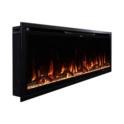 Modern Ember Aerus Slim 60 Inch Smart Linear Electric Fireplace | Recessed in-Wall or Wall-Mount | LED Multiple Flame Colors | Works with Wi-Fi App, Alexa, Google | 4.25” Profile | Remote Included