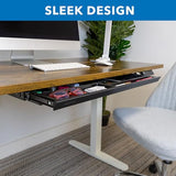 Mount-It! Under Desk Drawer with 4 Compartments, Deep Low-Profile Slide-Out Storage Organizer, 25.8″ x 12.5″ x 1.6″, Smooth Glide Pull-Out Tray for Traditional & Single Motor Standing Desks, Black Mount-It!