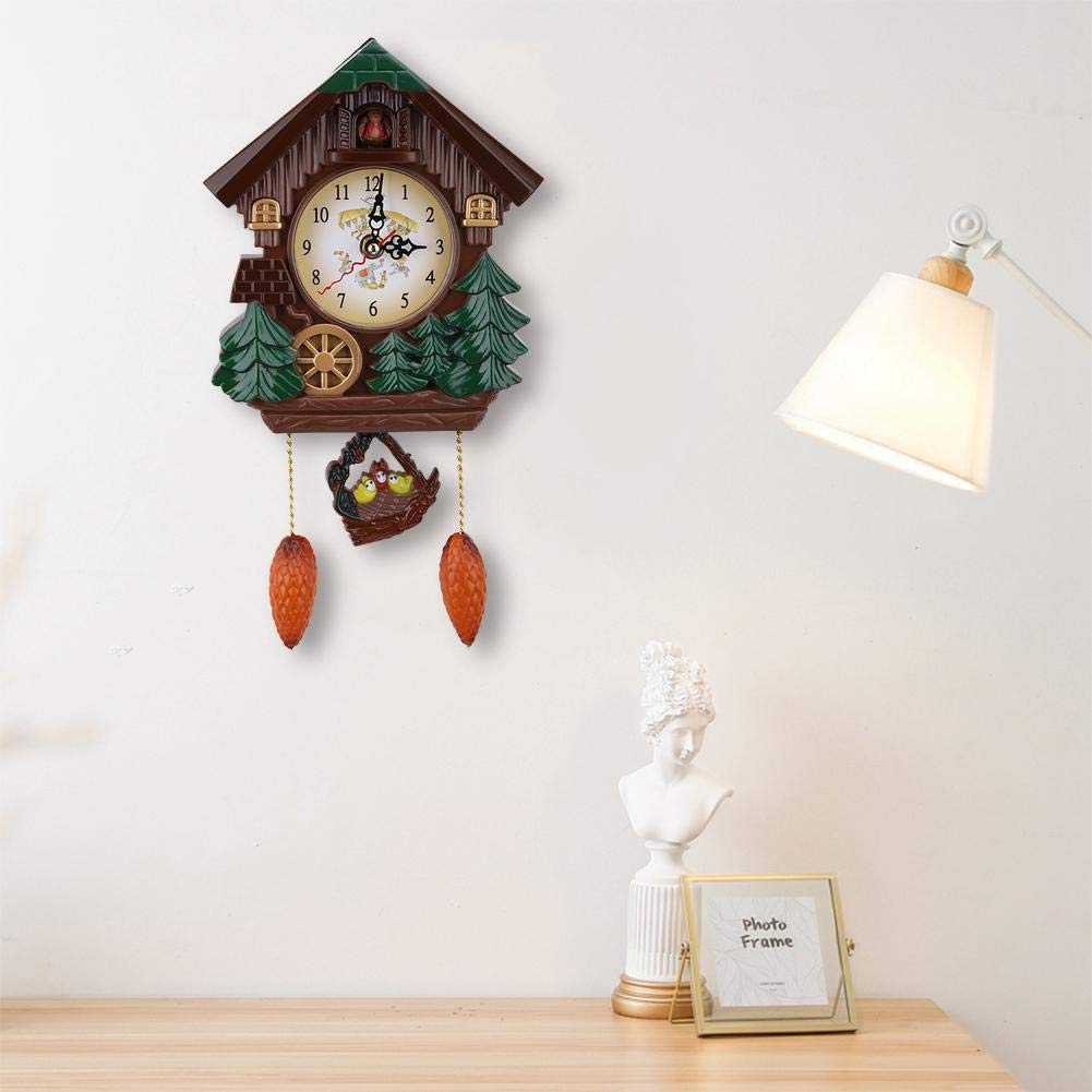 AUNMAS Wall Clock Traditional Chalet Tabletop Wall Sound Cuckoo Clock Tree House Clock for Bedroom Living Room School Office Decoration AUNMAS
