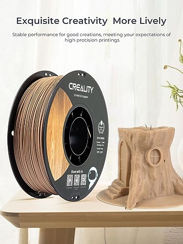 Creality Wood Filament PLA, 3D Printer Filament 1.75 mm, Smooth Silk Texture, Toughness, 1kg(2.2lbs)/Spool Printing Filament, for All FDM Printers (Wood) - WoodArtSupply