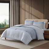 Eddie Bauer - Twin Duvet Cover Set, Luxuriously Soft Bedding with Matching Sham, Buttons & Corner Ties to Ensure Placement (Cooper Stripe Blue, Twin) Eddie Bauer