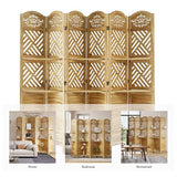 Room Divider with Shelves, 5.75ft Tall Folding Wood Carved Screen with Double Hinges for Home Office Bedroom Hotel Decoration (6 Panels, Natural) Svimi
